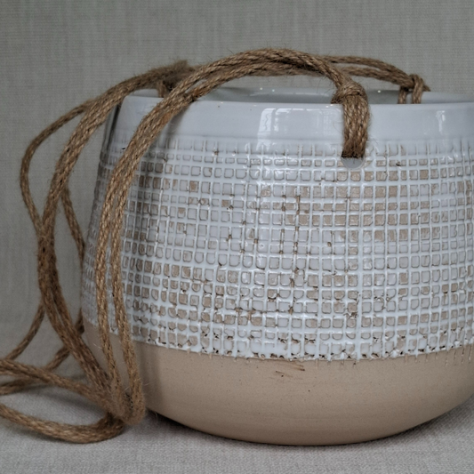 Ceramic Hanging Planter - White
